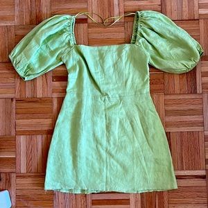 Verge Girl Linen Mini Dress in Lime